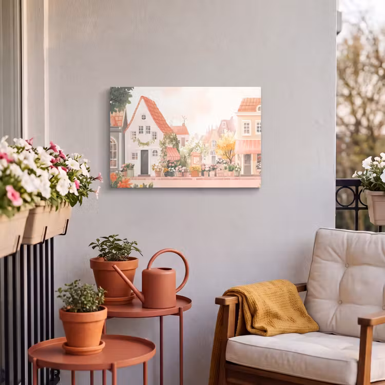 Buiten canvas - Bloemen - Huizen - Dorp — 4