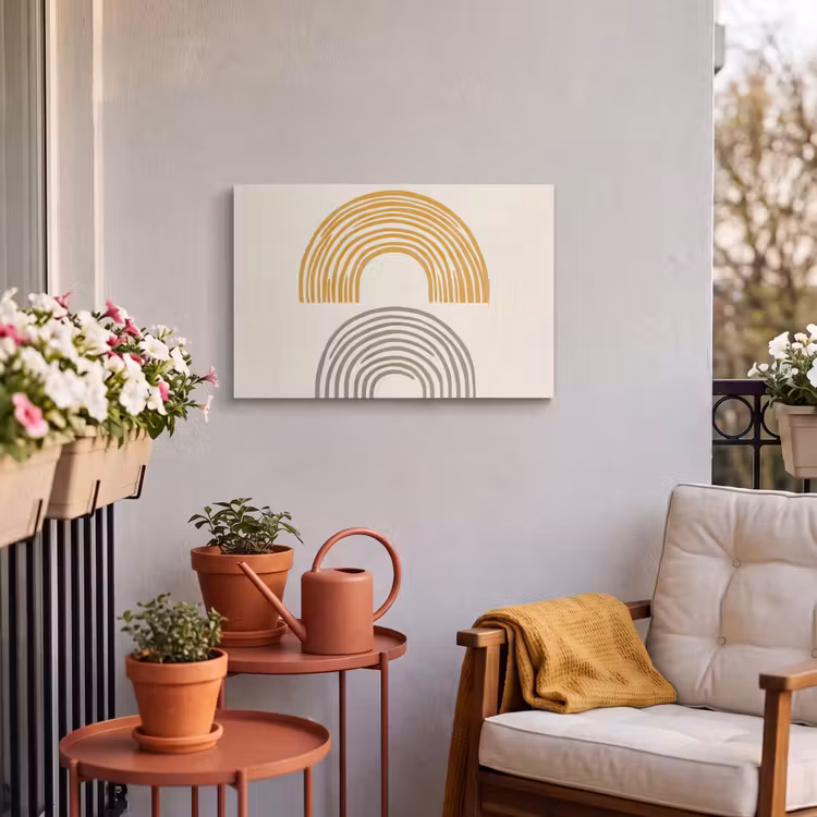 Buiten canvas - Bogen - Lijnen - Oranje - Minimalistisch — 4