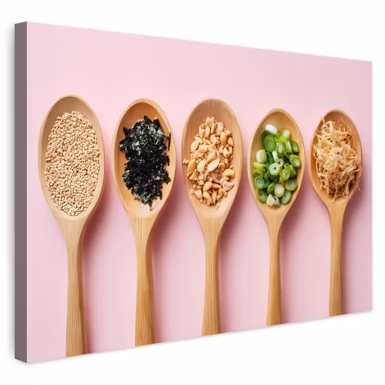 Buiten canvas - Ingrediënten - Lepels - Hout - Roze — 1