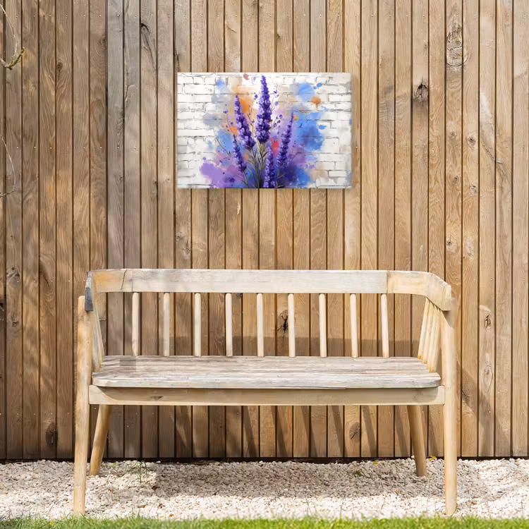 Buiten canvas - Lavendel op Witte Bakstenen Muur — 3