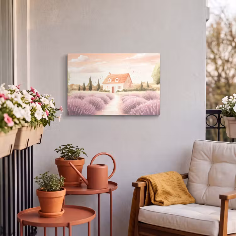 Buiten canvas - Lavendelveld - Huis - Paars — 4