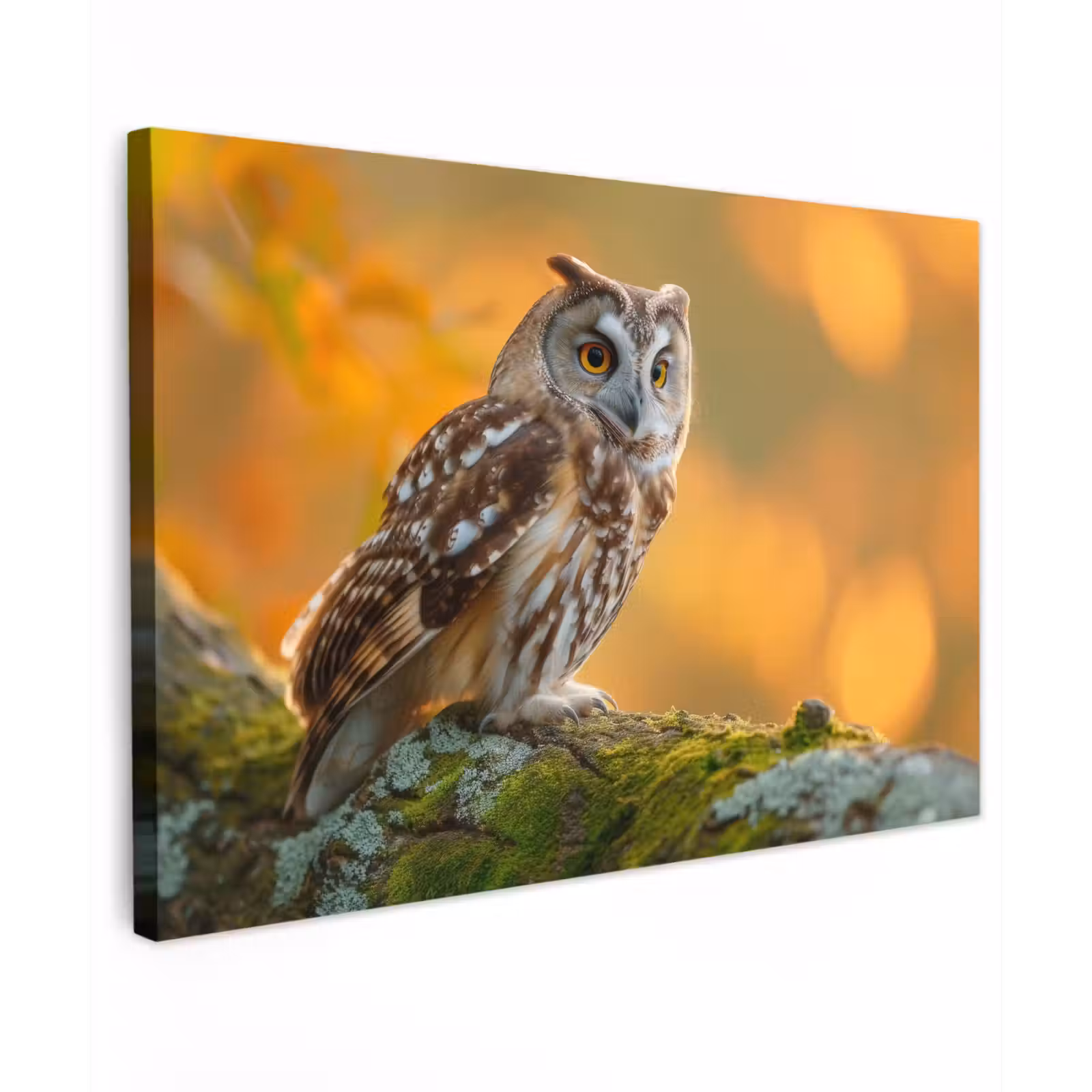 Buiten canvas - Bosuil op Mosbegroeide Tak — 1
