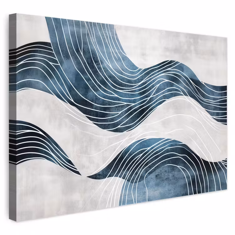 Buiten canvas - Lijnen - Golven - Abstract - Blauw — 1