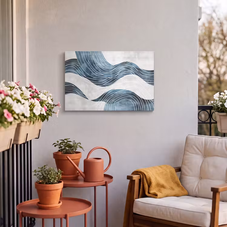 Buiten canvas - Lijnen - Golven - Abstract - Blauw — 4