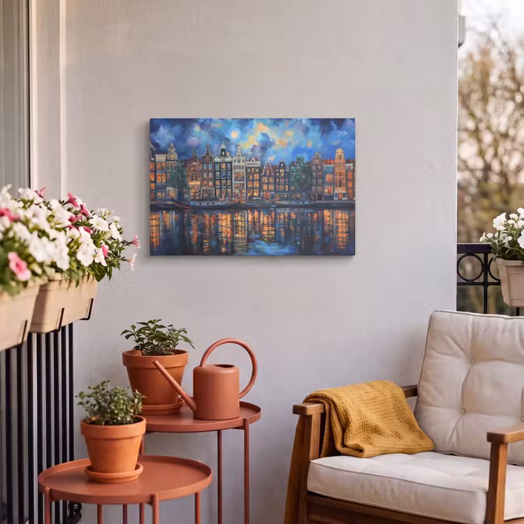 Buiten canvas - Grachten Amsterdam - Huizen - Stad - Kleurrijk — 3
