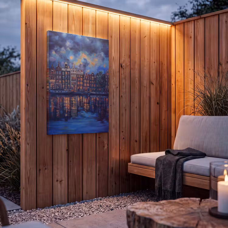Buiten canvas - Grachten Amsterdam - Huizen - Stad - Kleurrijk — 4