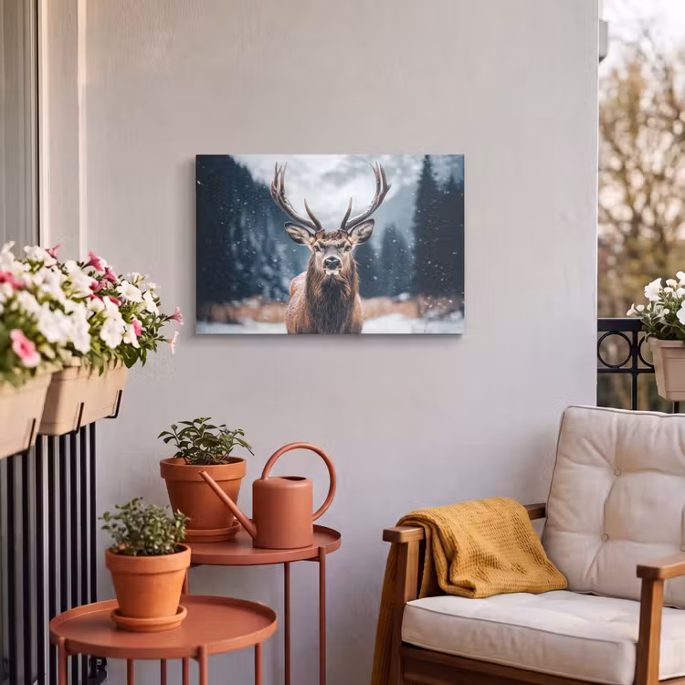 Buiten canvas - Hert - Dieren - Landschap - Winter - Sneeuw — 3