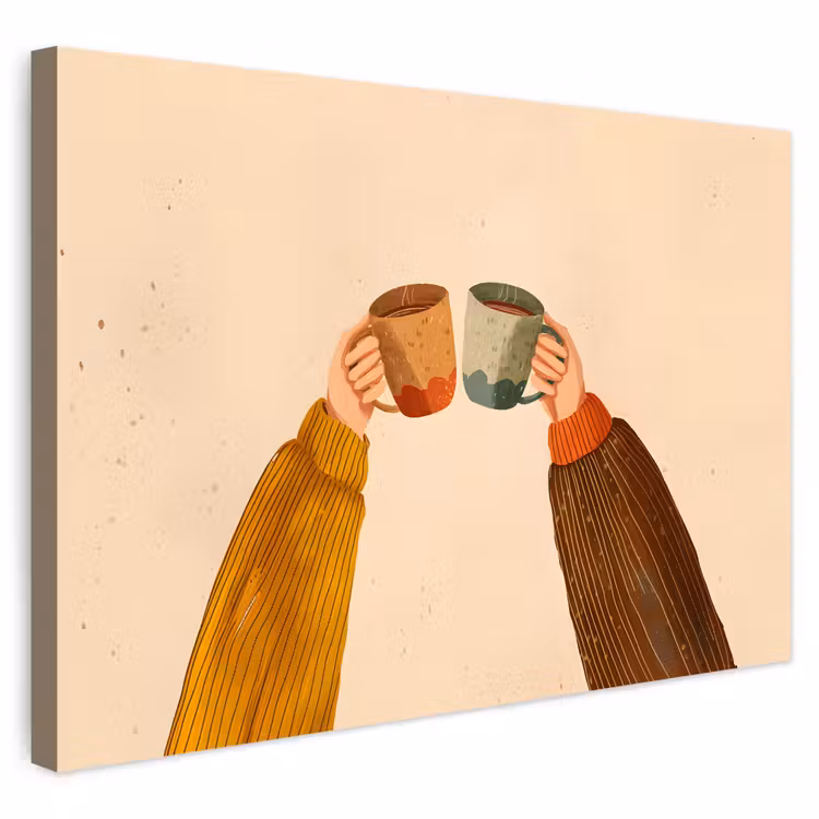Buiten canvas - Illustratie - Mokken - Proosten - Bruin — 1