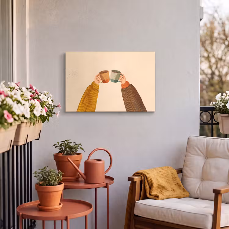 Buiten canvas - Illustratie - Mokken - Proosten - Bruin — 3