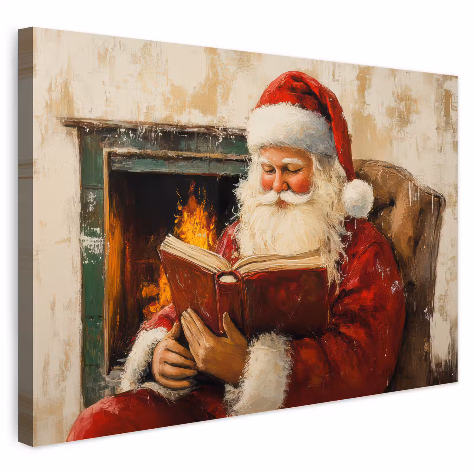 Buiten canvas - Kerst - Kerstman - Winter - Open Haard — 1