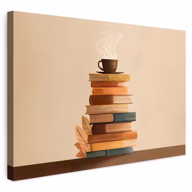 Buiten canvas - Boeken - Toren - Koffie - Beige — 1