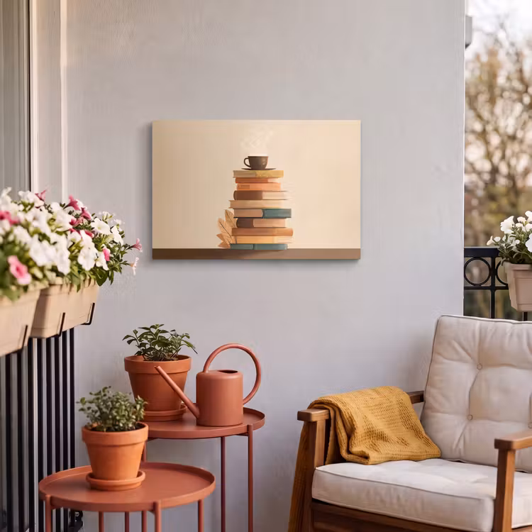Buiten canvas - Boeken - Toren - Koffie - Beige — 3