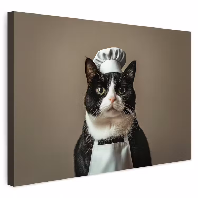 Buiten canvas - Kat - Kokskleding - Zwart - Wit — 1