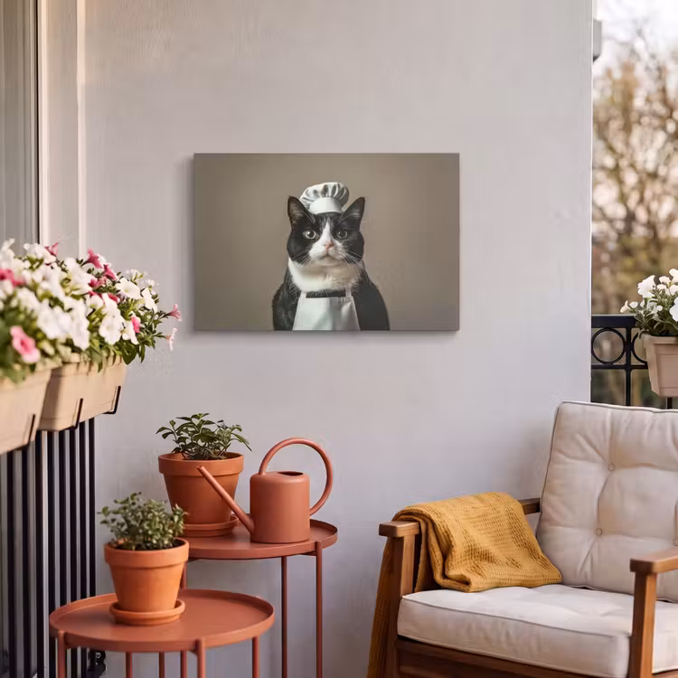 Buiten canvas - Kat - Kokskleding - Zwart - Wit — 4