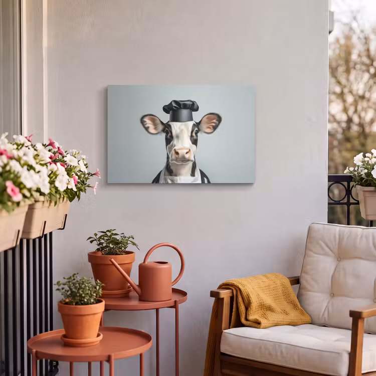 Buiten canvas - Koe - Zwart - Wit - Kok — 4