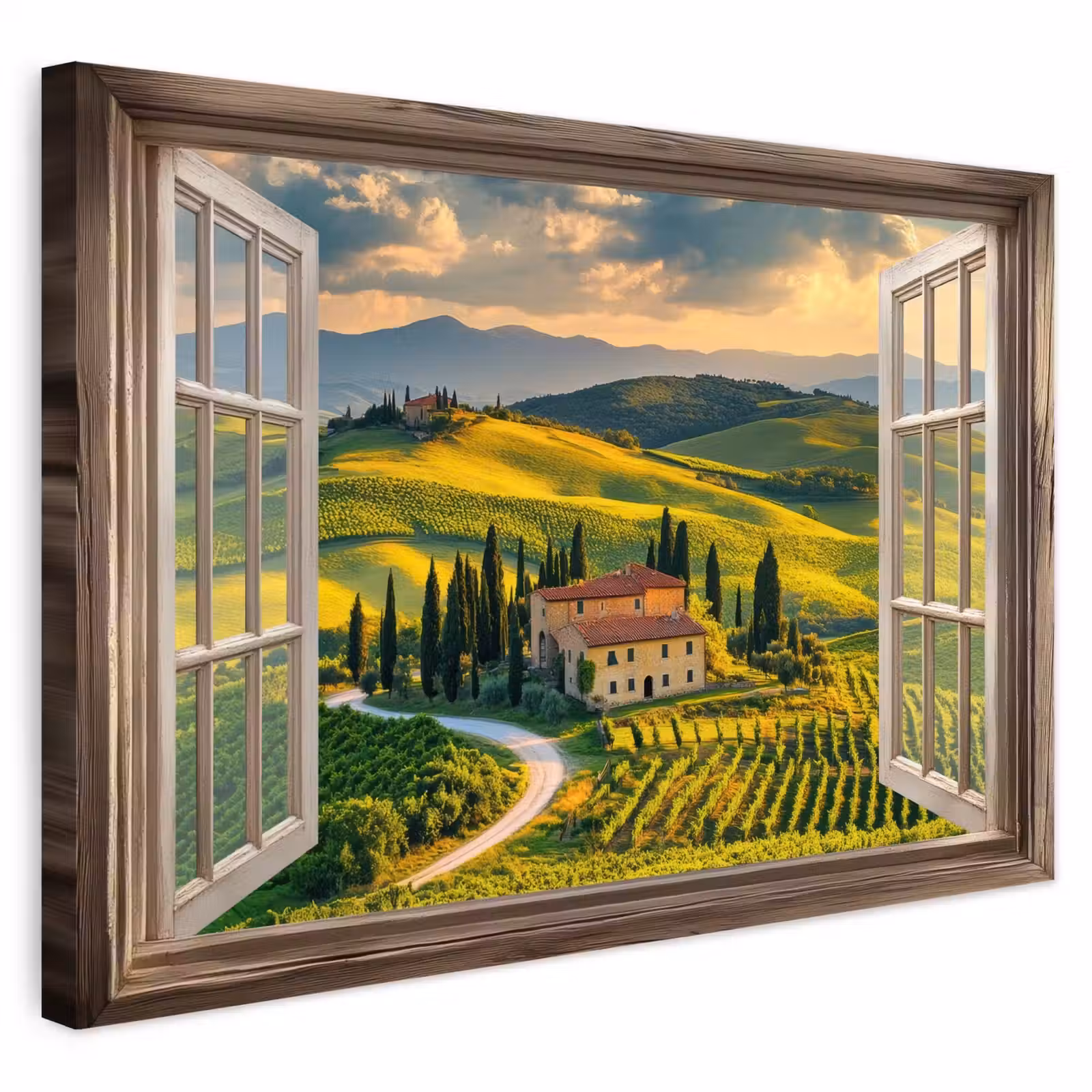 Buiten canvas - Doorkijk - Toscane - Uitzicht - Landschap - Zomer — 1