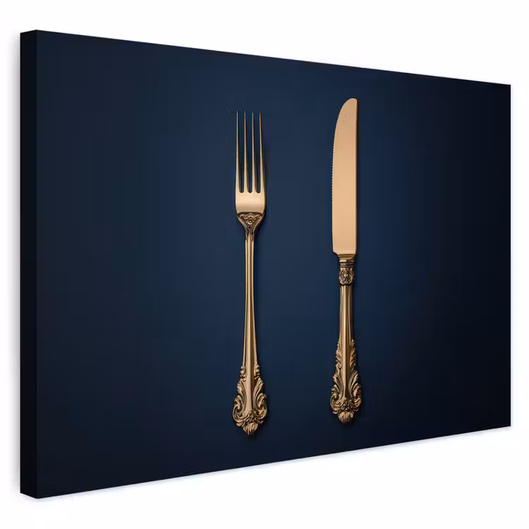 Buiten canvas - Bestek - Donkerblauw - Goud — 1