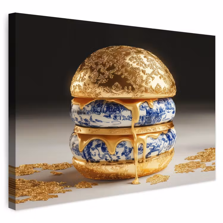 Buiten canvas - Delftsblauw - Goud - Burger — 1