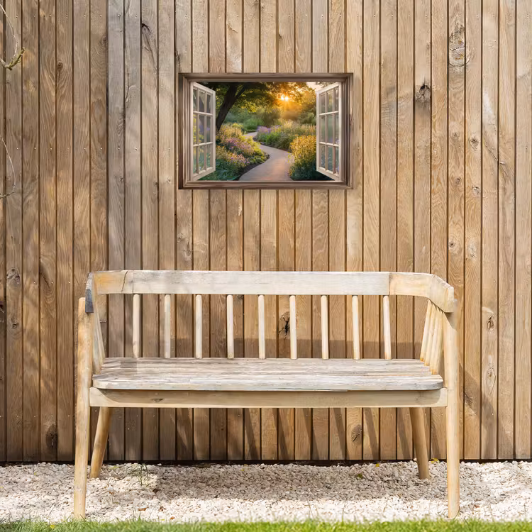 Buiten canvas - Doorkijk - Bloemen - Natuur - Zon - Pad — 3
