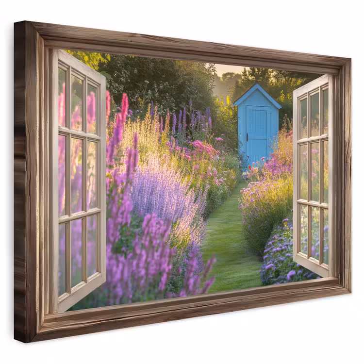 Buiten canvas - Doorkijk - Bloemen - Raam - Natuur — 1