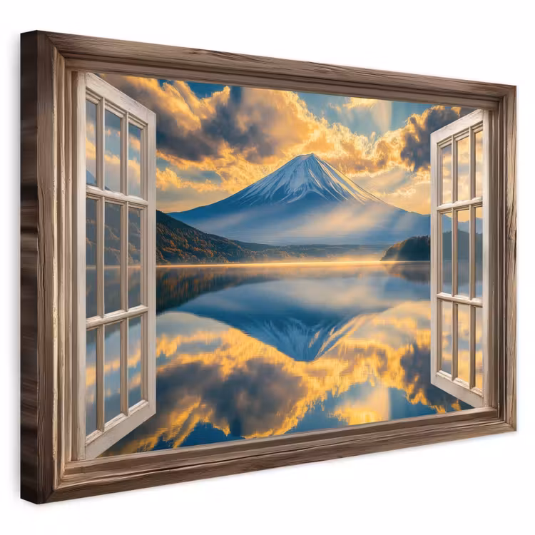 Buiten canvas - Doorkijk - Landschap - Bergen - Uitzicht - Raam — 1