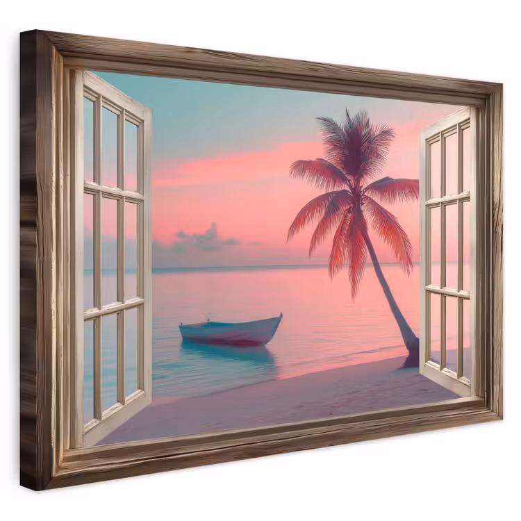 Buiten canvas - Doorkijk - Strand - Palmboom - Tropisch — 1