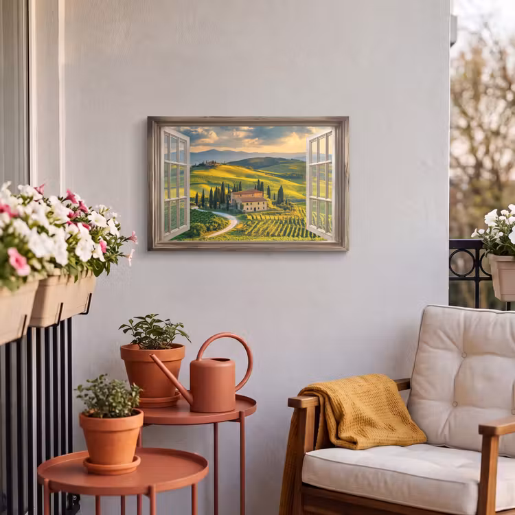 Buiten canvas - Doorkijk - Toscane - Uitzicht - Landschap - Zomer — 4
