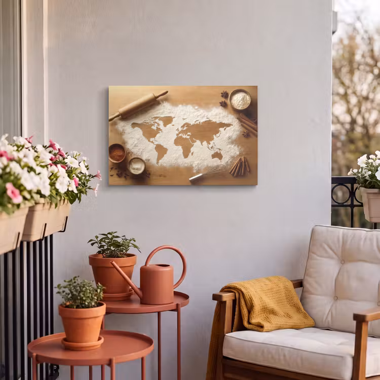 Buiten canvas - Hout - Wereldkaart - Bakken - Keuken — 3