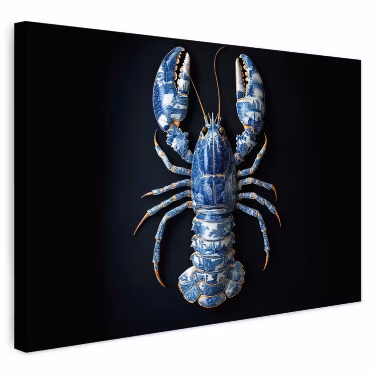 Buiten canvas - Kreeft - Delftsblauw - Schild - Stoer — 1