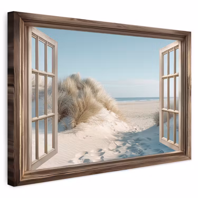 Buiten canvas - Doorkijk - Helmgras - Duinen - Zee - Landschap — 1