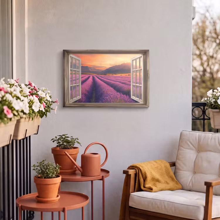 Buiten canvas - Doorkijk - Lavendel - Landschap - Bloemen - Paars — 3
