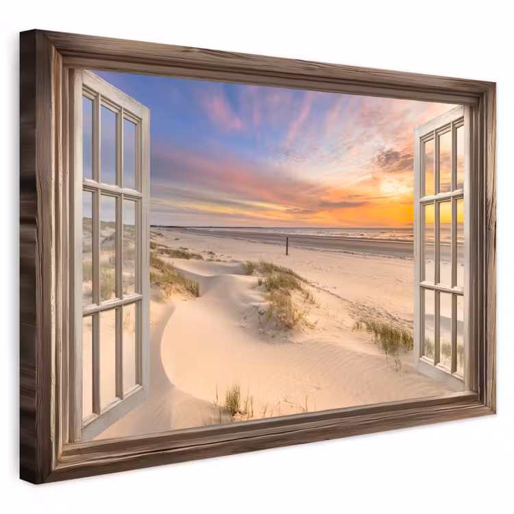 Buiten canvas - Doorkijk - Strand - Duinen - Natuur - Landschap — 1