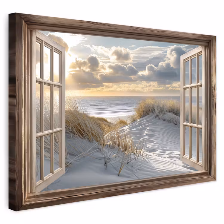 Buiten canvas - Doorkijk - Strand - Duinen - Zee - Natuur — 1