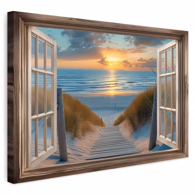 Buiten canvas - Doorkijk - Strand - Pad - Zonsondergang — 1