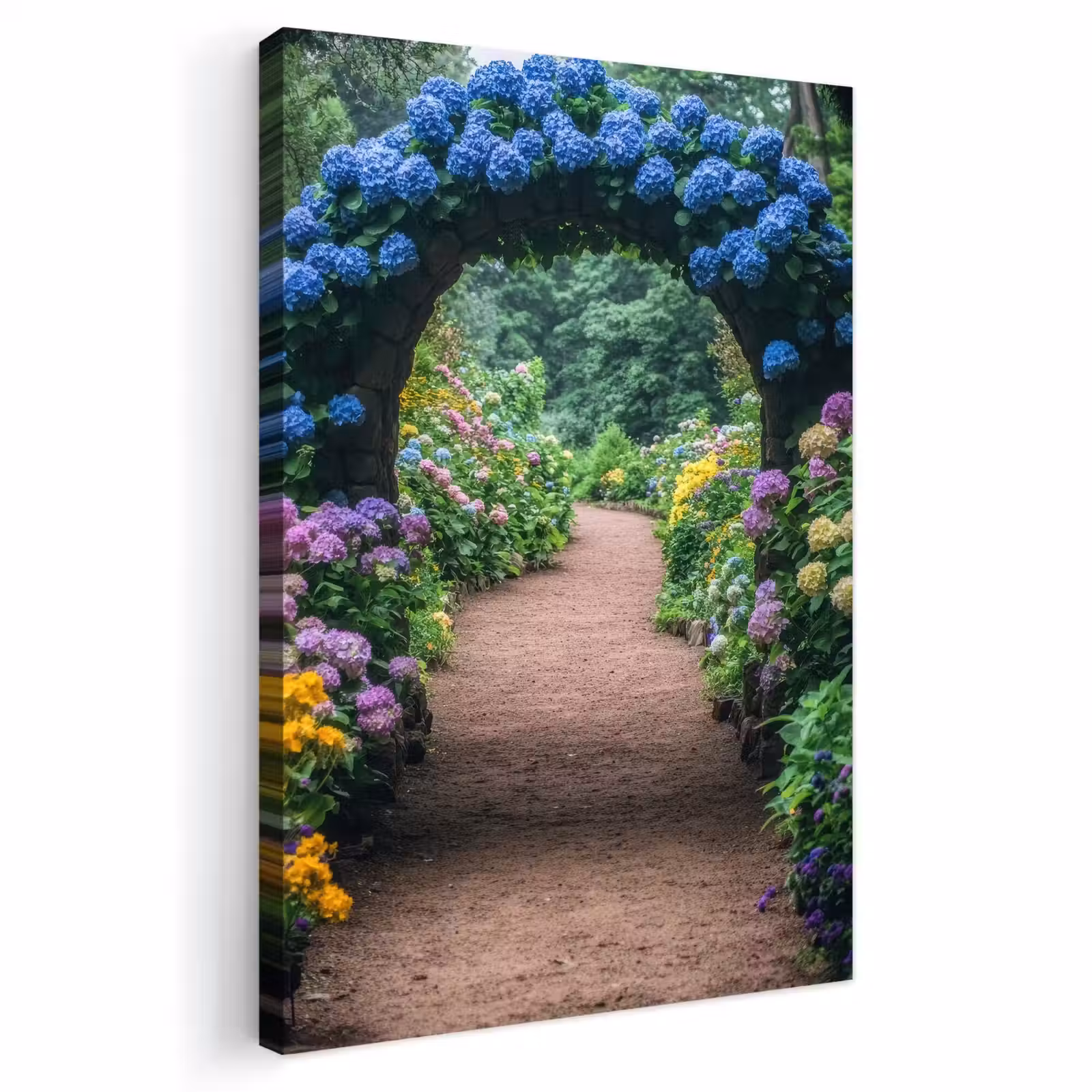 Buiten canvas - Doorkijk - Bloemen - Hortensia - Pad — 1