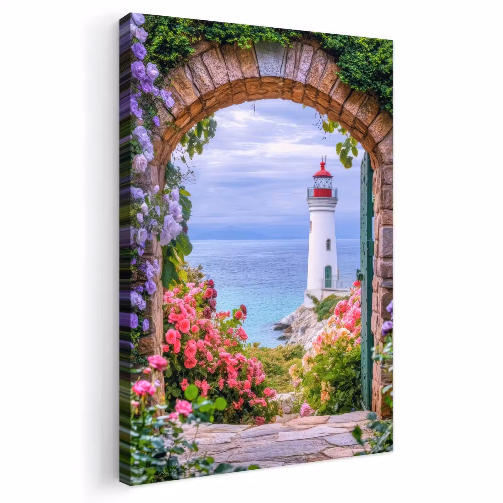 Buiten canvas - Doorkijk - Vuurtoren - Bloemen - Uitzicht — 1