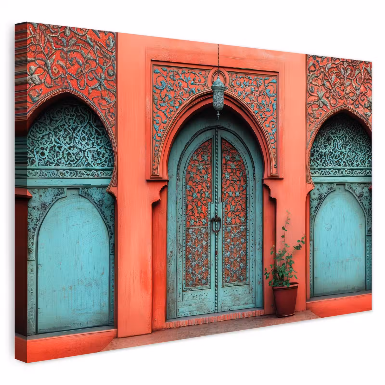 Buiten canvas - Lantaarn - Deur - Turquoise — 1
