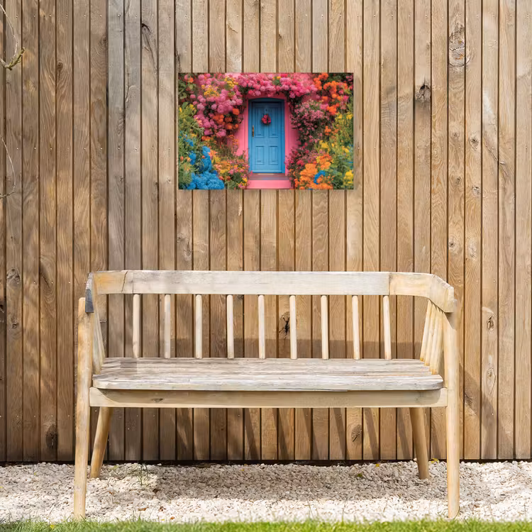 Buiten canvas - Bloemen - Deur - Roze — 3