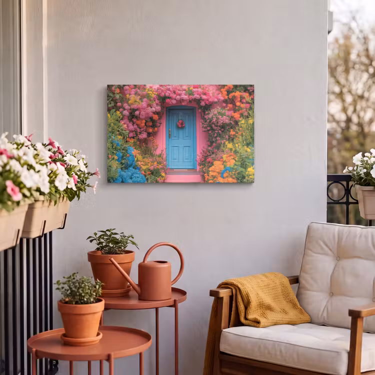 Buiten canvas - Bloemen - Deur - Roze — 4