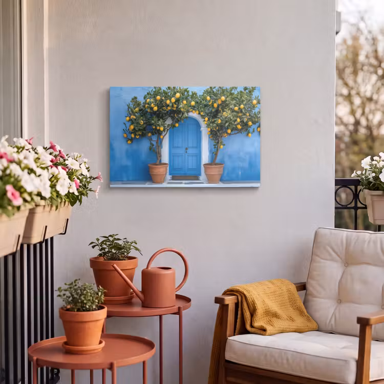 Buiten canvas - Citroenbomen - Geel - Deur - Potten — 4