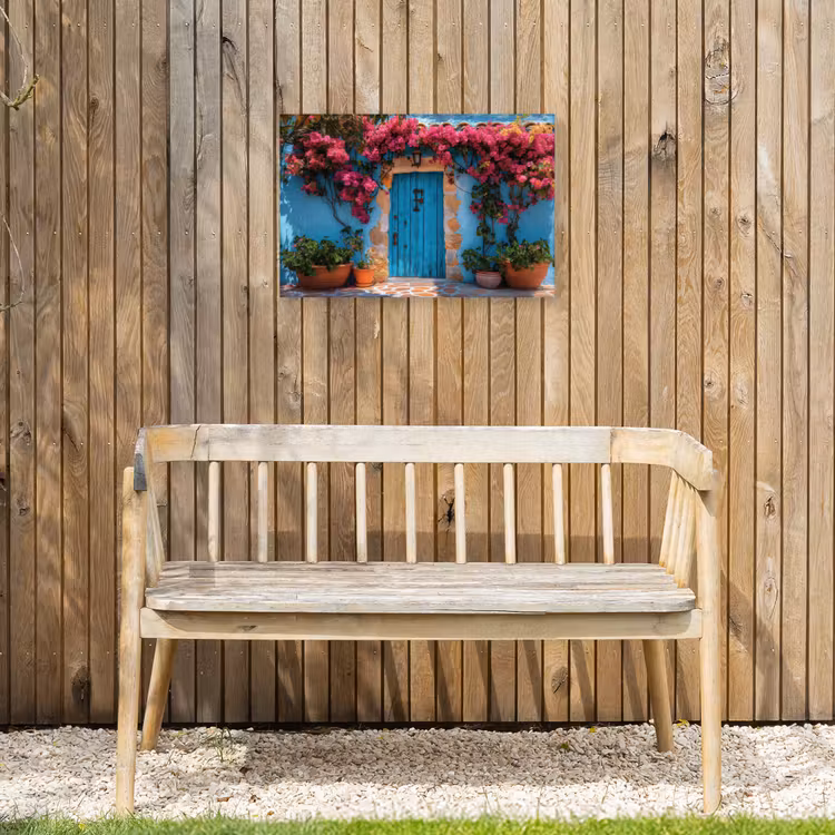 Buiten canvas - Deur - Hout - Bloemen - Blauw — 3