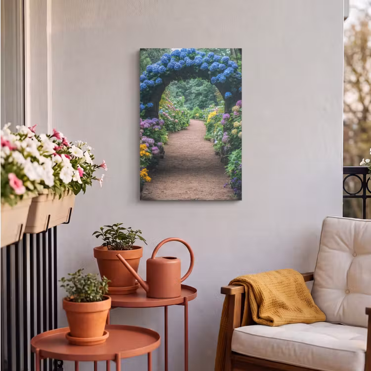 Buiten canvas - Doorkijk - Bloemen - Hortensia - Pad — 4
