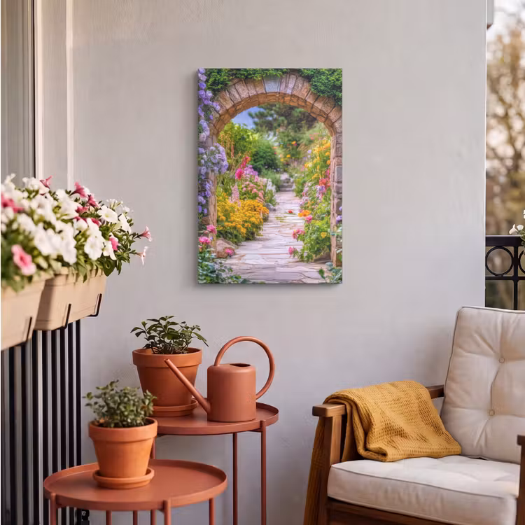 Buiten canvas - Doorkijk - Bloemen - Pad - Natuur — 4