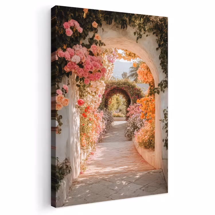 Buiten canvas - Doorkijk - Boog - Bloemen - Pastel — 1