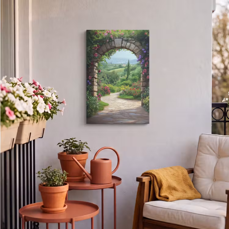 Buiten canvas - Doorkijk - Landschap - Bloemen - Pad - Uitzicht — 4