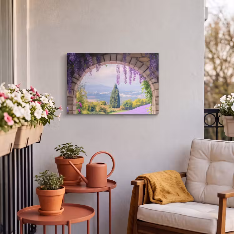 Buiten canvas - Doorkijk - Lavendel - Bloemen - Paars - Poort — 3