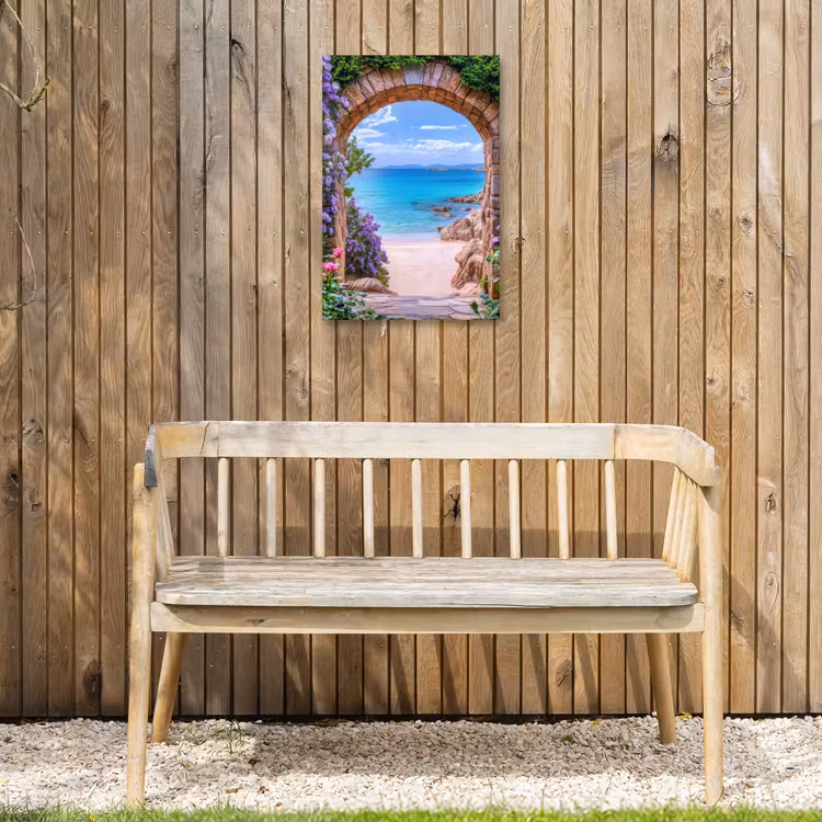Buiten canvas - Doorkijk - Poort - Zee - Strand - Rotsen — 3