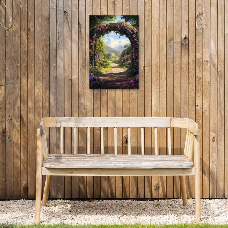 Buiten canvas - Doorkijk - Rozenboog - Uitzicht - Landschap - Bloemen — 3
