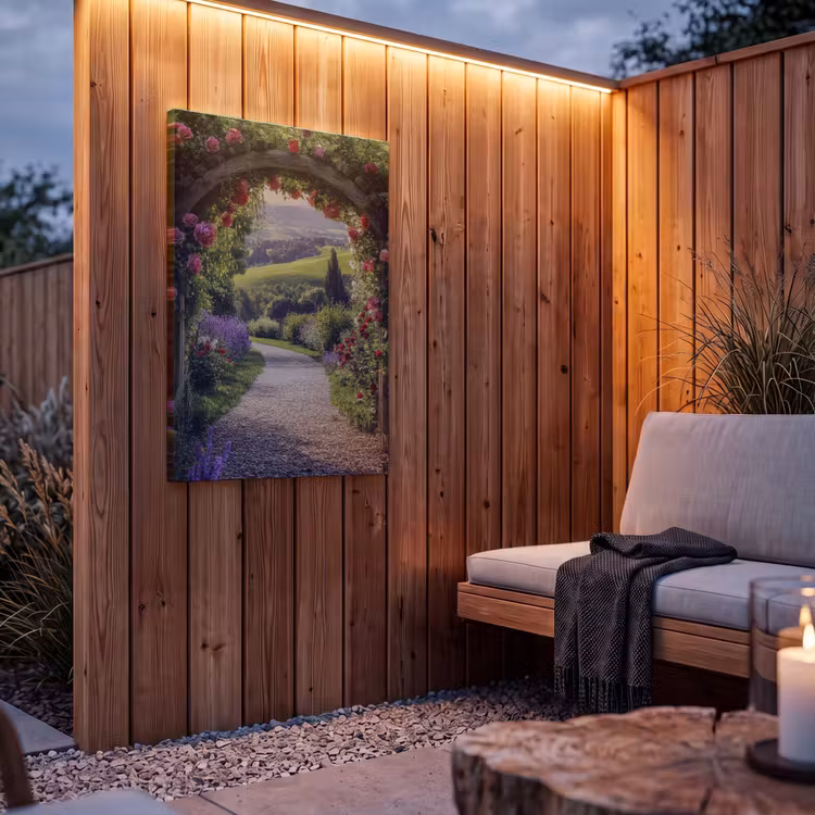 Buiten canvas - Doorkijk - Tuinboog - Bloemen - Natuur - Pad — 4