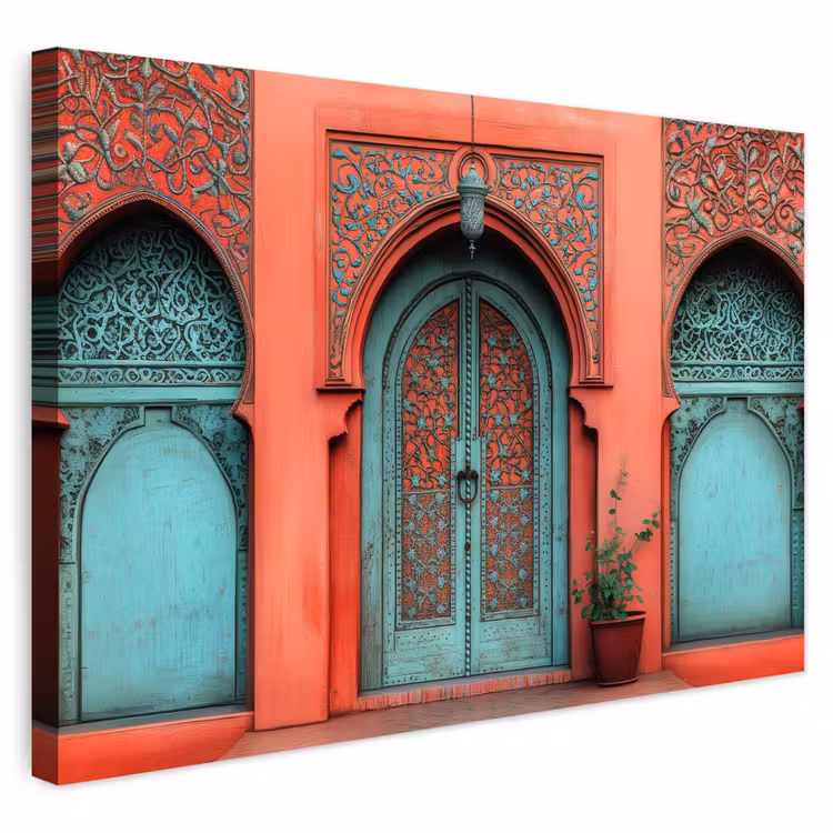 Buiten canvas - Lantaarn - Deur - Turquoise — 1